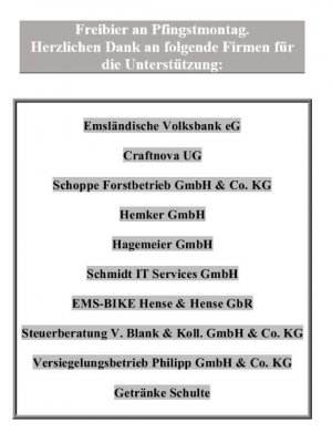 Einladung Schützenfest 2024, SV Baccum-Münnigbüren 1620 e.V. | Sponsoren