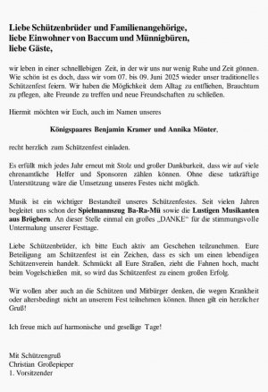 Schützenfest 2025, Schützenverein Baccum-Münnigbüren 1620 e.V. | 2