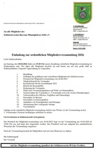 Jahreshauptversammlung 2026