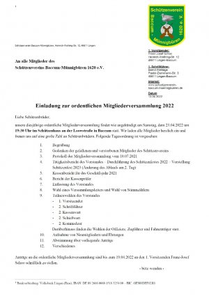 Einladung JHV 22 | Einladung JHV 22